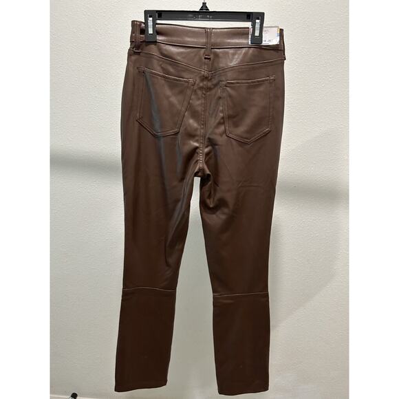 TINSELTOWN Juniors Brown Faux Leather Straight-Leg Pants - Size 3 "The Mom Jean" - Picture 5 of 10